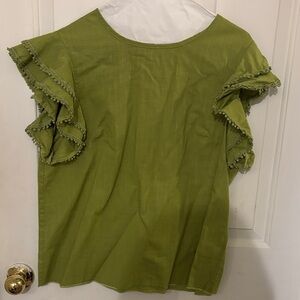 Chic Olive Ruffle Sleeve Blouse